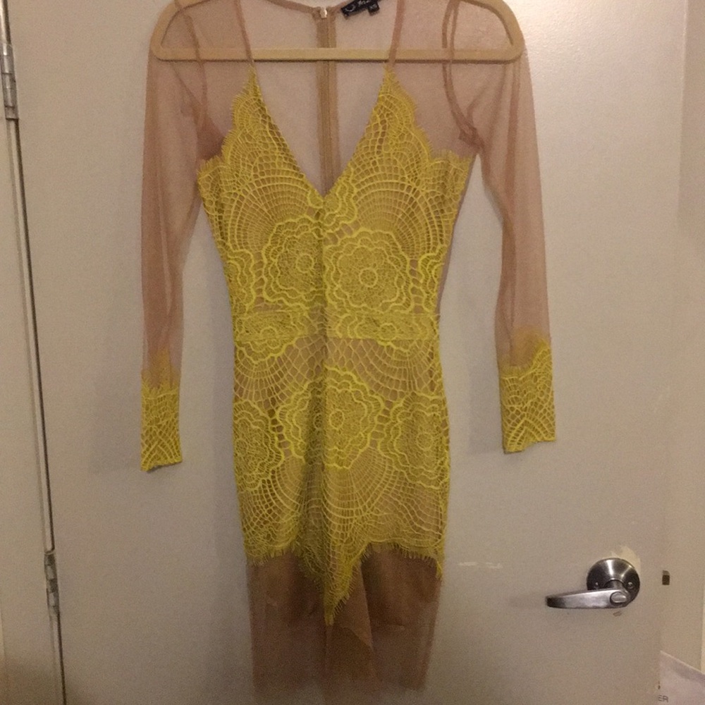FOR LOVE AND LEMONS  mesh and yellow lace dress